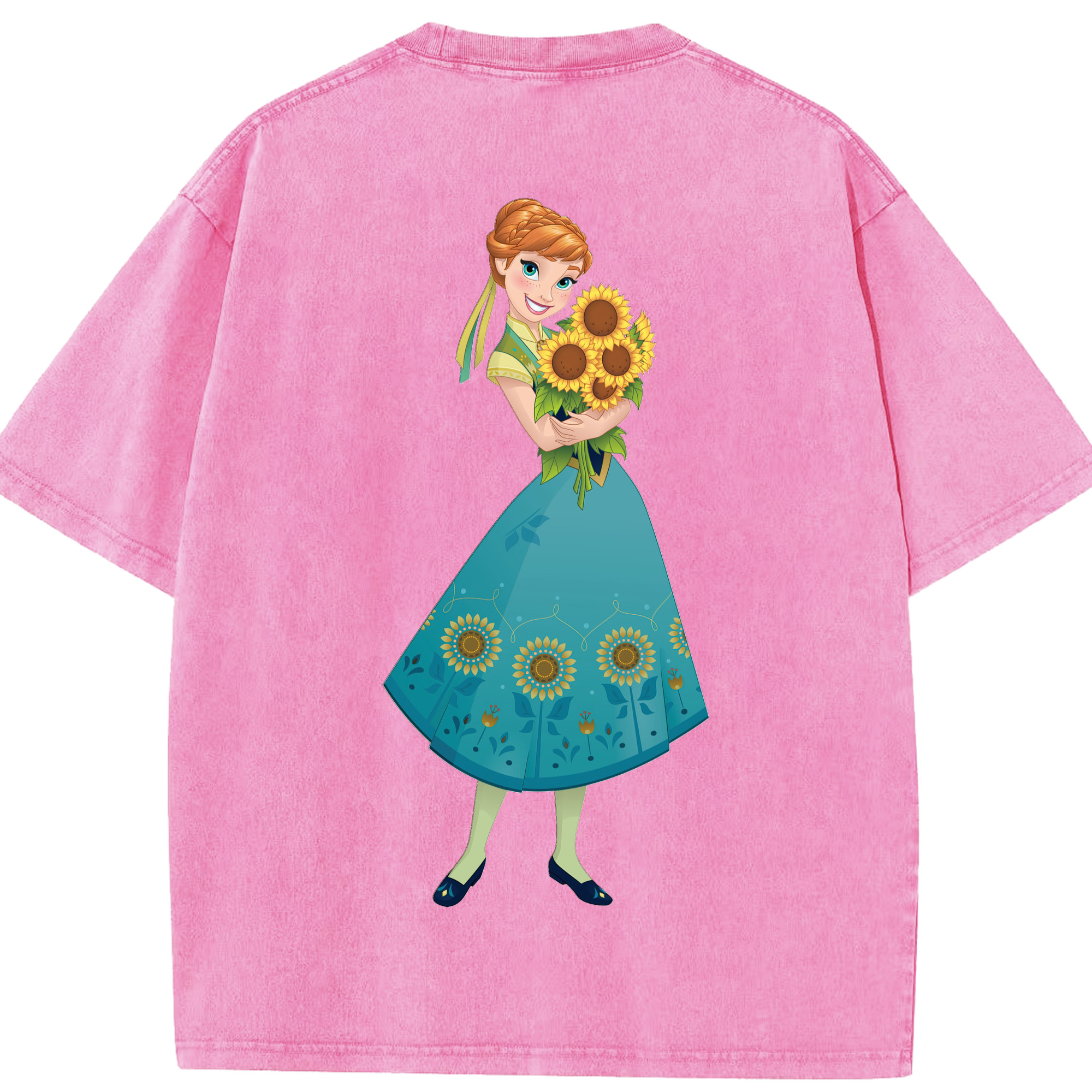 （画像用） アナと雪の女王 アンナ エルサ Frozen Anna Elsa 綿100% ヴィンテージ風 半袖Tシャツ（背面プリント）